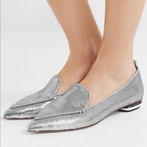 Nicholas Kirkwood Silver Beya Sequined Flats Size 35.5